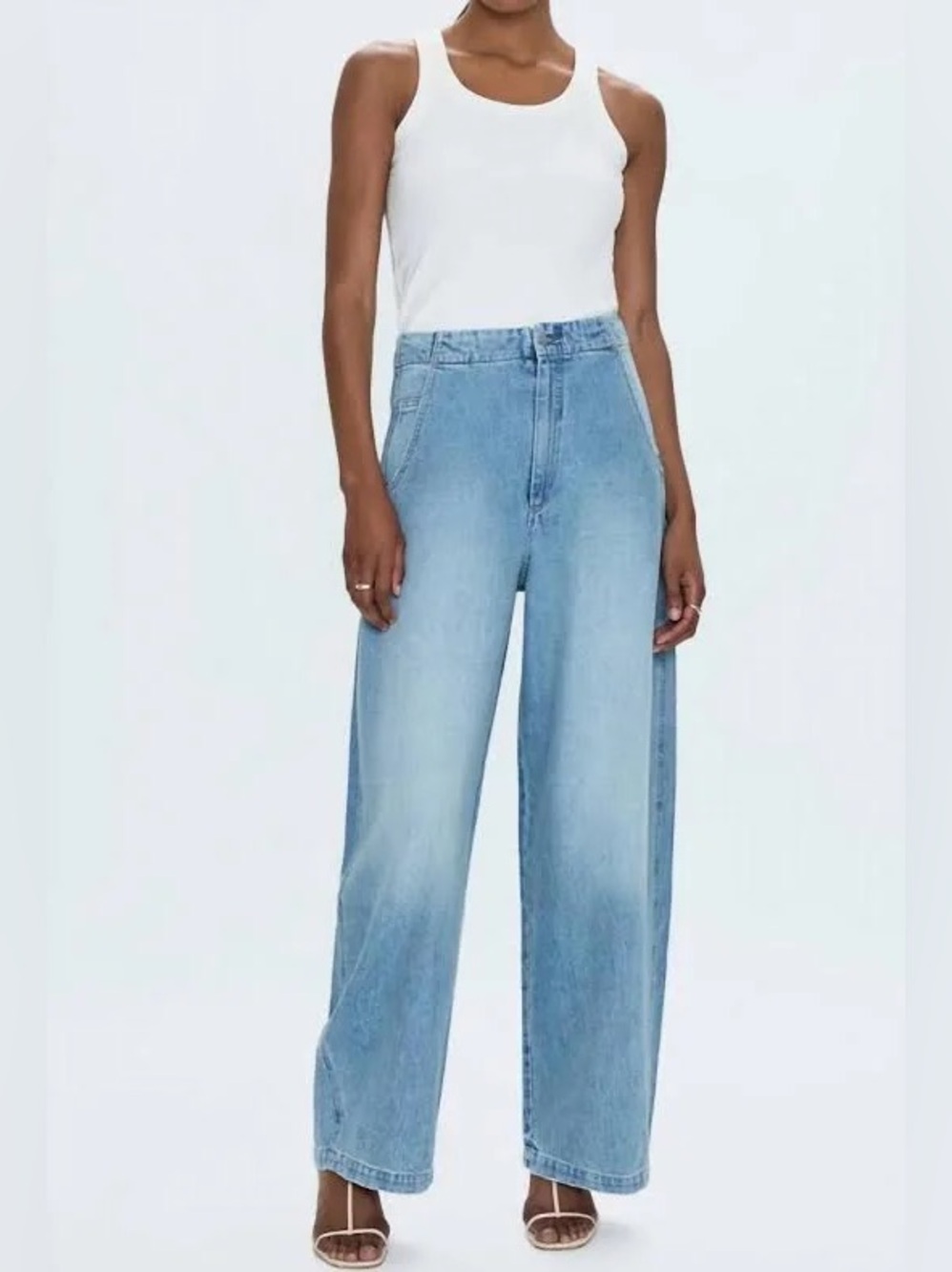 Pistola Lottie High Rise Relaxed Bowed Leg Jean Wide Leg Light Wash 24 NWT Denim